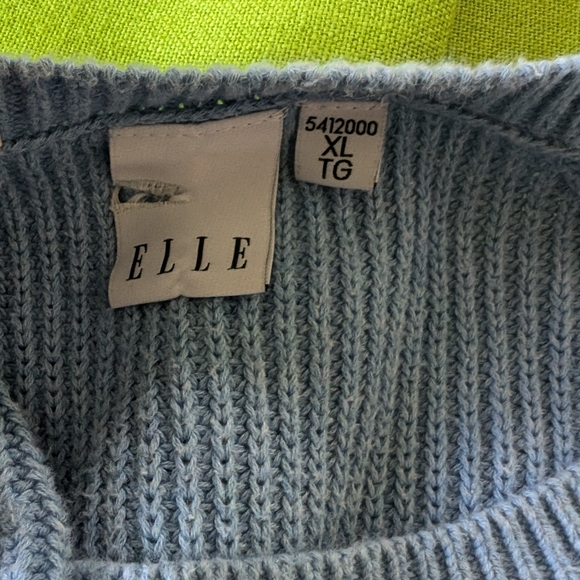 Elle 100% cotton blue sweater with white "dots" on front. - Picture 9 of 9